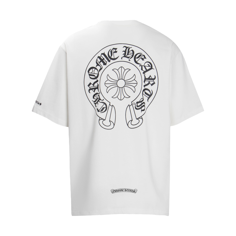 Chrome Hearts Multi-Design Gothic Cross & Horseshoe Graphic T-Shirts (Black/White)