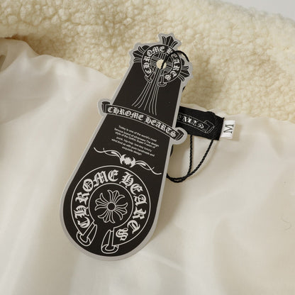 Chrome Hearts Horseshoe Embroidered Sherpa Jacket - Black Cream Gothic Coat 825