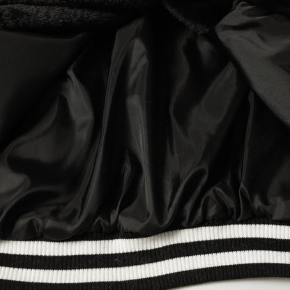 Chrome Hearts Faux Fur Cross Varsity Jacket - Black White Gothic Streetwear 035