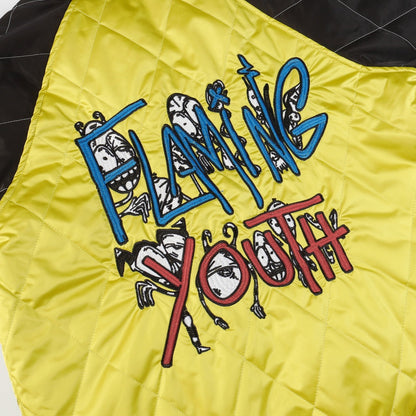 Chrome Hearts Flaming Youth Bomber Jacket - Yellow Black Graphic Street Coat D10